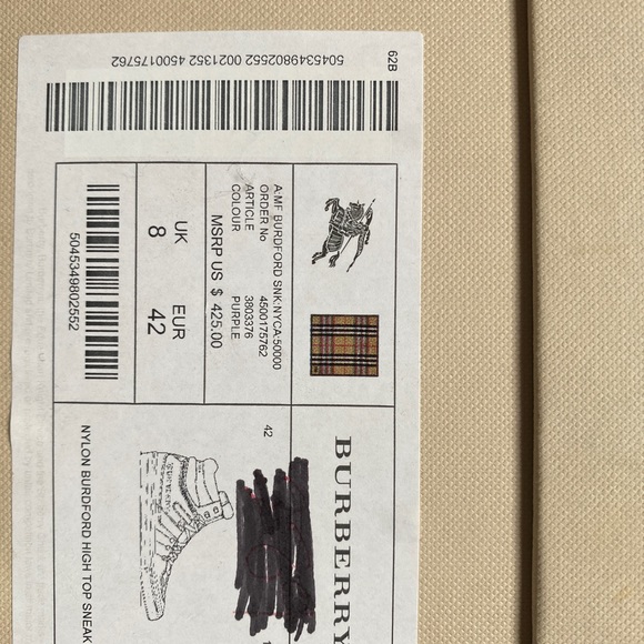 Burberry mens sneaker size eu 42 us 8.5 - Picture 5 of 5